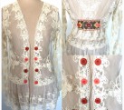 Lace Ruffle Cardigan Button Accents