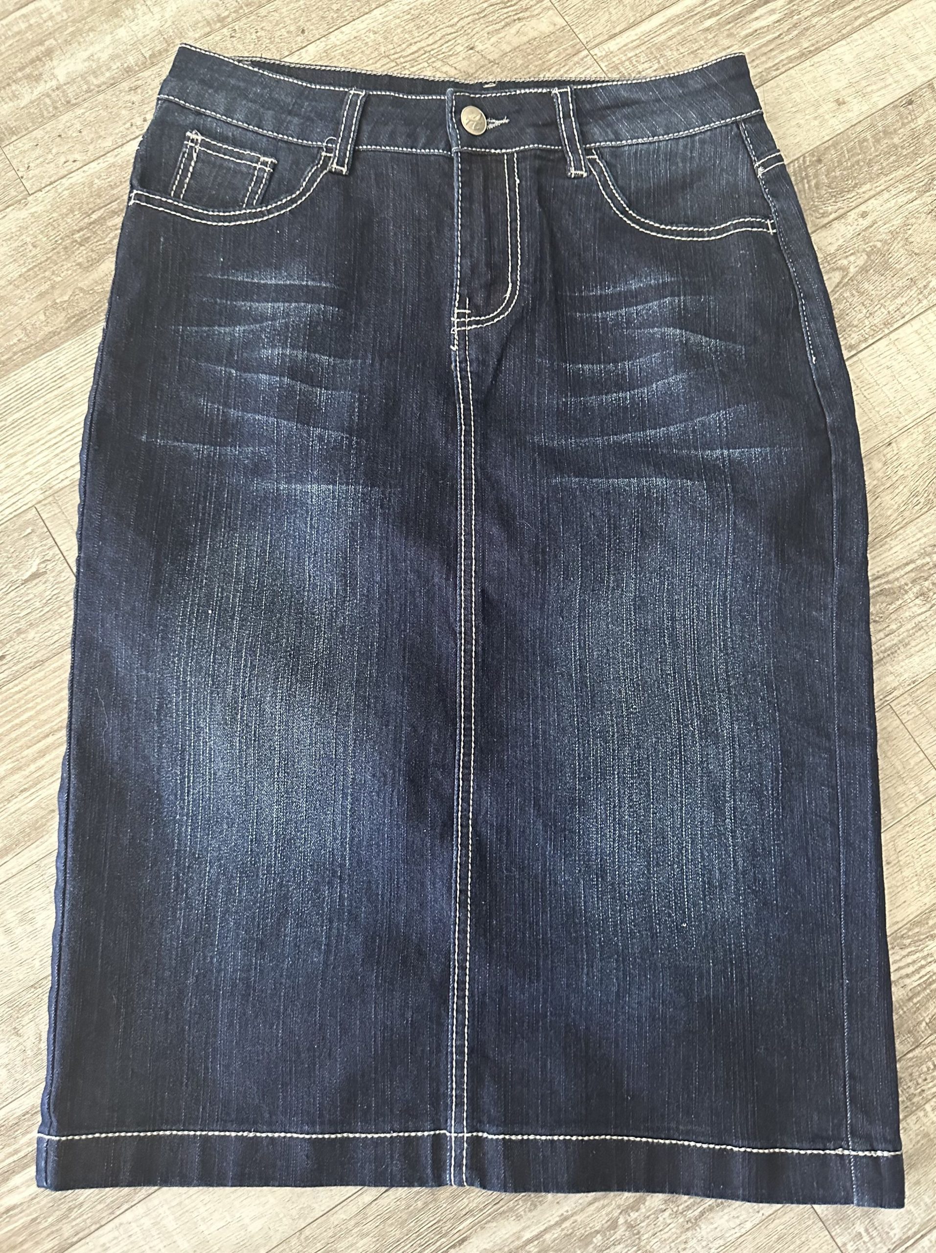 Dark Blue Stretch Denim Skirt - Shanna's Threads
