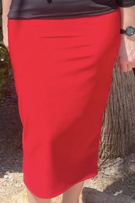 Red Luxe Modest Pencil Skirt