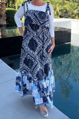 Patchwork Ruffle Maxi Dress