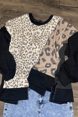 Leopard Patched Cut Up Tunic