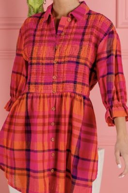 Pink Plaid Tunic Dress