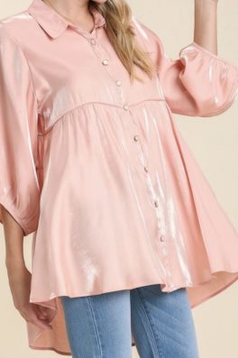 Peach Shimmer High Low Tunic