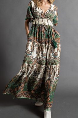 Scarf Print Maxi Dress