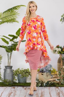 Summer Floral High Low Tunic Top