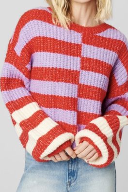 Red Pink Cable Sweater