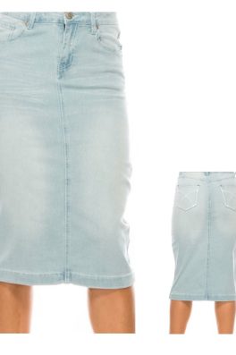White Washed Stretch Denim Skirt