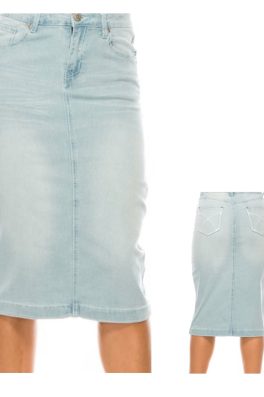 White Washed Stretch Denim Skirt