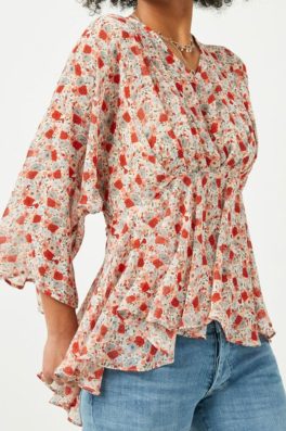 Spring Floral Peplum Top