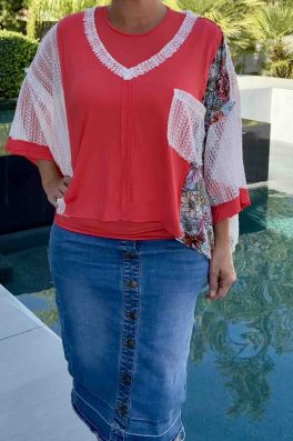 Coral Patchwork Top