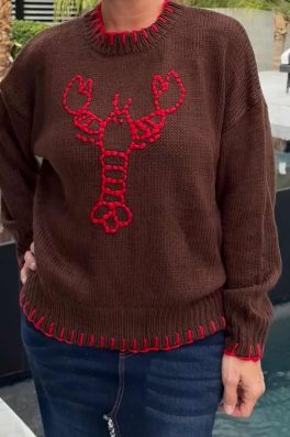 Brown Red Lobster Sweater