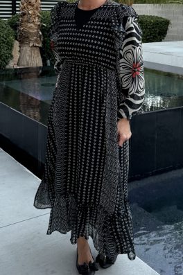 Black Bohemian Geometric Dress