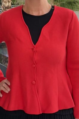 Red Peplum Sweater Jacket
