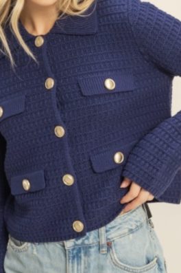 Navy Sweater Knit Jacket