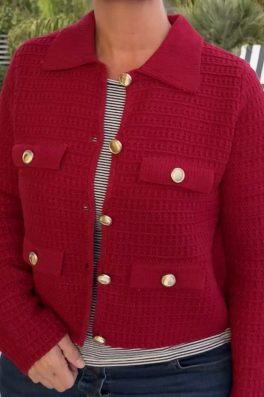 Red Sweater Knit Jacket