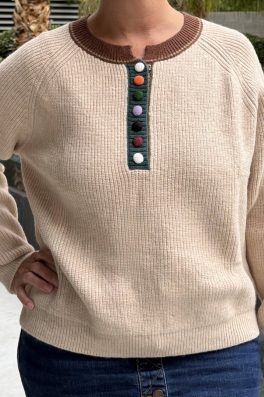 Multi Color Buttoned Sweater