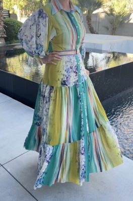 Spring Garden Button-Down Midi Dress