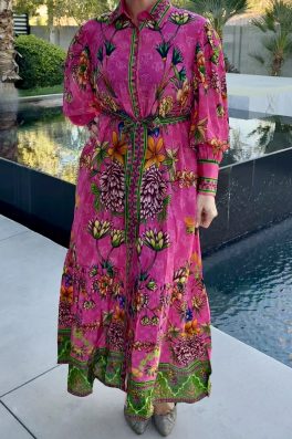 Luxe Blooming Elegance Belted Midi Dress