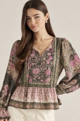 Boho Floral Peplum Blouse