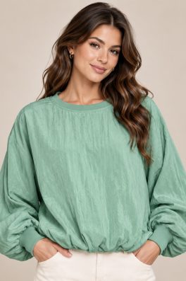 Aqua Mint Bubble Hem Top