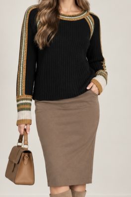Contrast Trim Knit Sweater Top