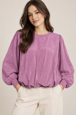 Plum Bubble Hem Top