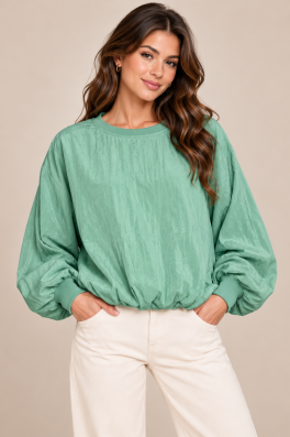 Aqua Mint Bubble Hem Top