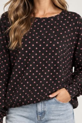 Ash Polka Dot Bubble Hem Top