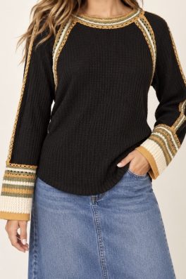 Contrast Trim Knit Sweater Top